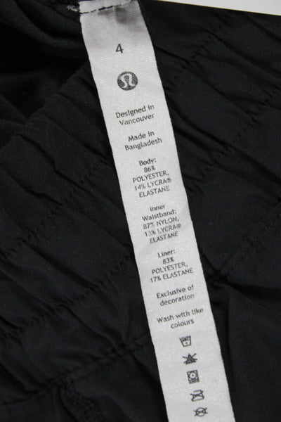 Lululemon Womens Athletic Black Polyester Drawstring Shorts Size 4