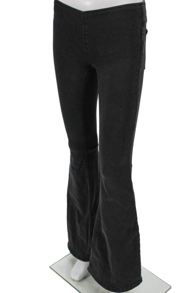 We The Free Womens Flared Jeans Black Cotton Blend Elastic Waist Size 24