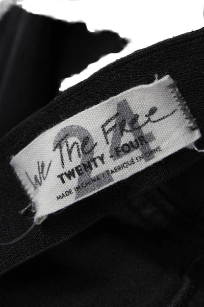 We The Free Womens Flared Jeans Black Cotton Blend Elastic Waist Size 24