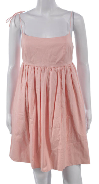 LPA Womens Pink Square Neck Sleeveless Sundress Cotton Blend Short Size S
