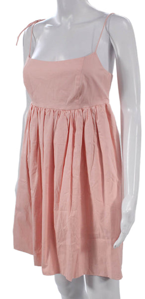 LPA Womens Pink Square Neck Sleeveless Sundress Cotton Blend Short Size S