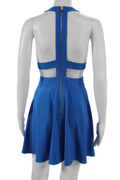 NBD X The Naven Twins Women Fit & Flare Blue Halter Short Dress Zip Size S