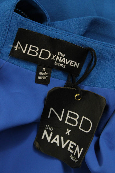 NBD X The Naven Twins Women Fit & Flare Blue Halter Short Dress Zip Size S