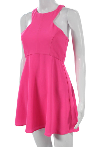 NBD X The Naven Twins Womens Fit & Flare Halter Dress Pink Short Zip Size S