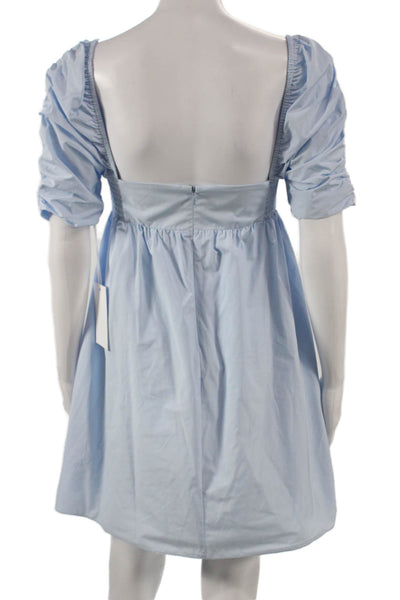 Amanda Uprichard Women Fit & Flare Dress Blue Sweetheart Short Sleeve Size S