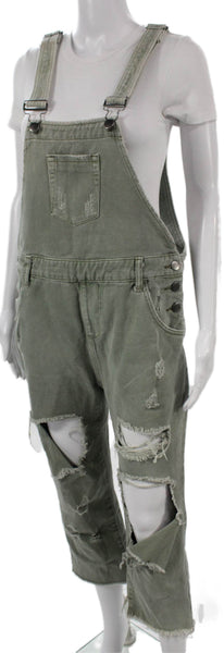 One by One Teaspoon Womens Green Cotton Square Neck Jumpsuit Buckle Size 24