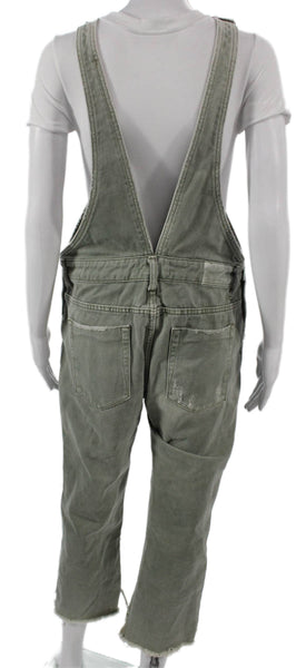 One by One Teaspoon Womens Green Cotton Square Neck Jumpsuit Buckle Size 24