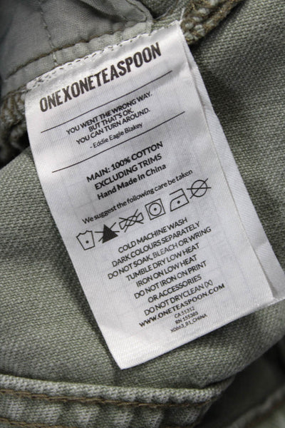 One by One Teaspoon Womens Green Cotton Square Neck Jumpsuit Buckle Size 24