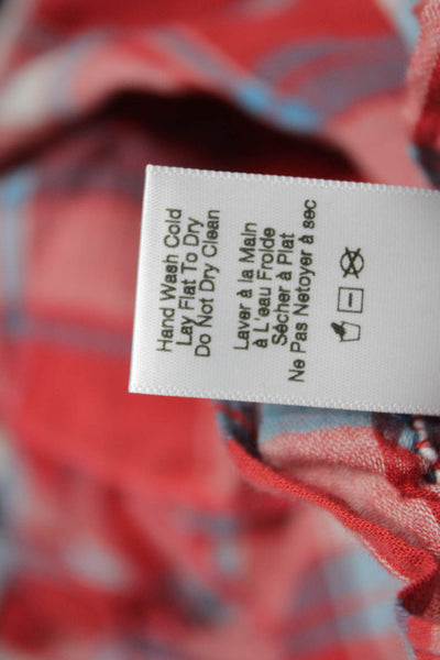 Blue Life Womens Cropped Plaid V Neck Red Cotton Blouse Size S
