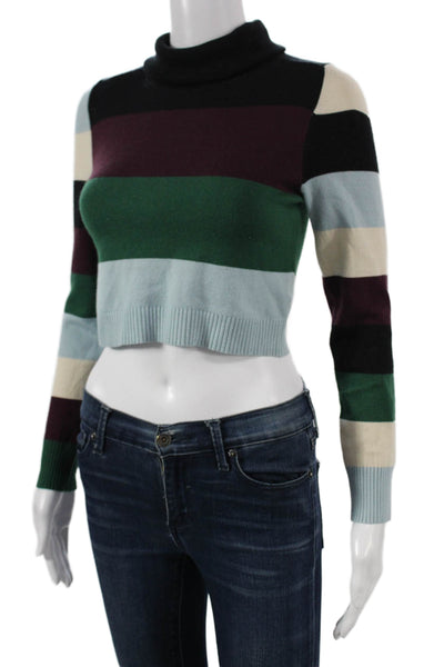 Joos Tricot Womens Pullover Turtleneck Striped Multicolor Merino Wool Size M