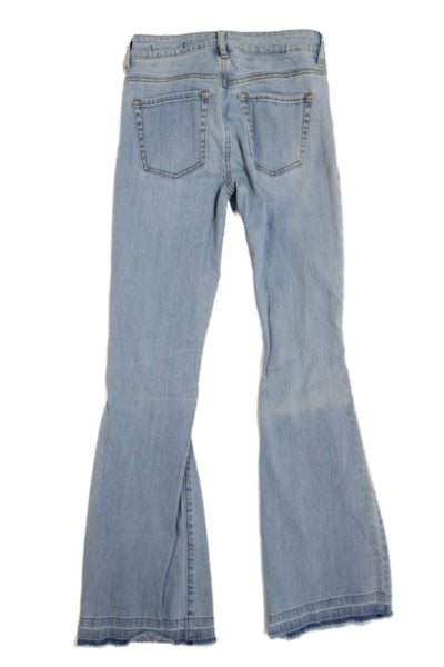 House of Harlow 1960 Womens Flared Jeans Blue Button Mid Rise Size 24