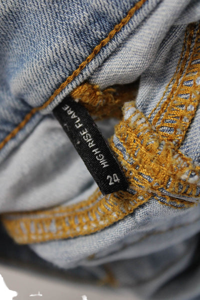 House of Harlow 1960 Womens Flared Jeans Blue Button Mid Rise Size 24
