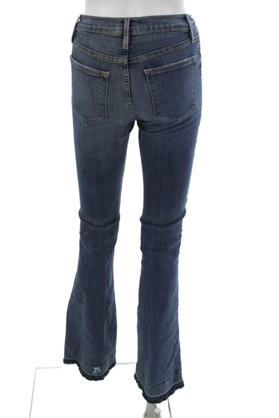 Frame Women Flared Jeans Blue Cotton Mid Rise Inseam 33 Size 24