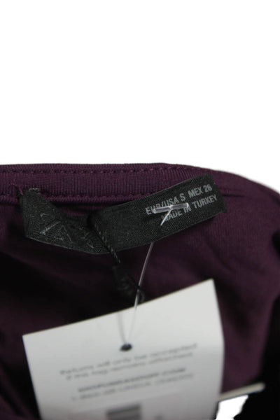 Zara Women One Piece Long Sleeve Round Neck Purple Polyamide Solid Size S