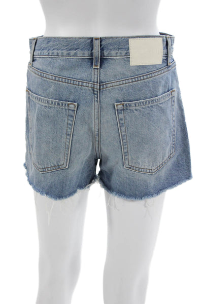 Grlfrnd Womens Cut-Off Shorts Blue 100% Cotton Button Size 24
