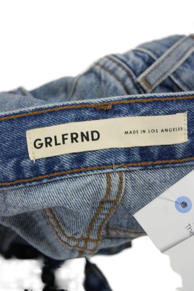 Grlfrnd Womens Cut-Off Shorts Blue 100% Cotton Button Size 24