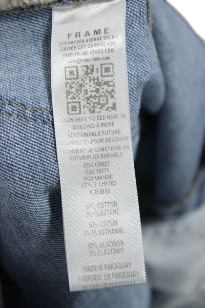 Frame Women Flared Jeans Blue Cotton Mid Rise Button Inseam 34 Size 24