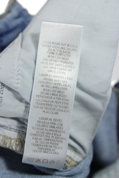 Frame Women Flared Jeans Blue Cotton Mid Rise Button Inseam 34 Size 24