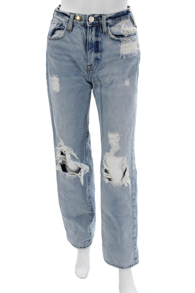 Frame Women Straight Jeans Blue High Rise Cotton Size 24