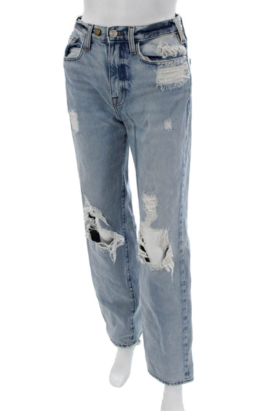 Frame Women Straight Jeans Blue High Rise Cotton Size 24