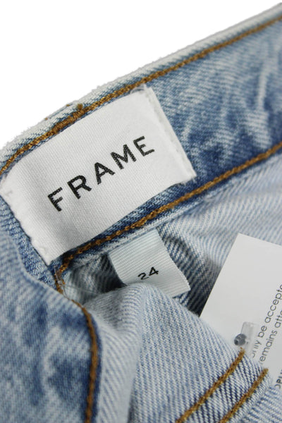 Frame Women Straight Jeans Blue High Rise Cotton Size 24