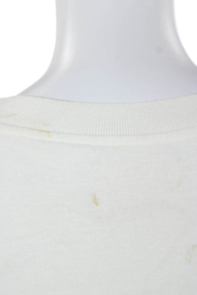 Cinq A Sept Women Cropped White Cotton Short Sleeve Round Neck T-Shirt Size XS
