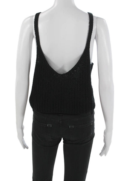 Rumor Boutique Womens Cropped Tank Black Cotton Scoop Neck Sleeveless Size M