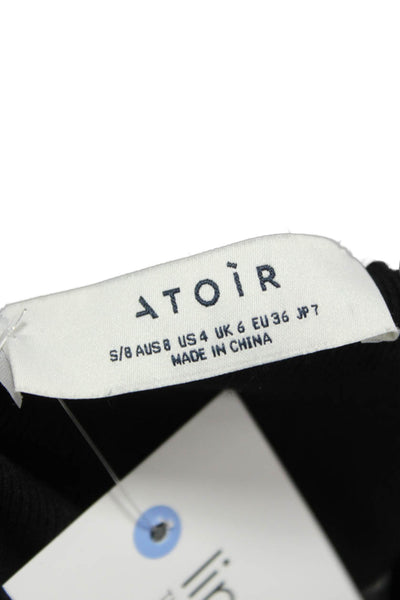 Atoir Women Cropped One Shoulder Long Sleeve T-Shirt Black Viscose Size 4