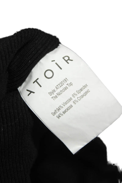 Atoir Women Cropped One Shoulder Long Sleeve T-Shirt Black Viscose Size 4