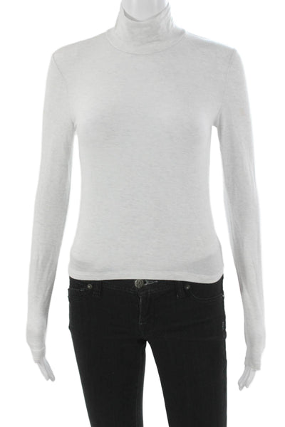 Babaton Women Turtleneck Long Sleeve T-Shirt Gray Tencel Lyocell Size S