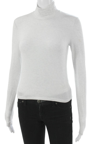 Babaton Women Turtleneck Long Sleeve T-Shirt Gray Tencel Lyocell Size S