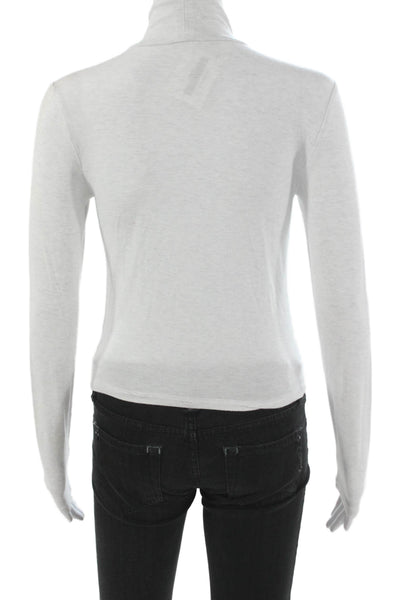Babaton Women Turtleneck Long Sleeve T-Shirt Gray Tencel Lyocell Size S