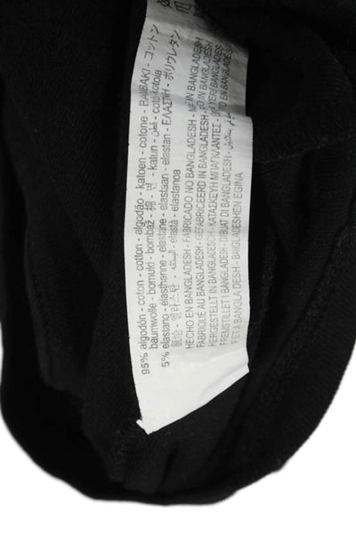 Zara Women Cropped Black Square Neck Long Sleeve T-Shirt Size M