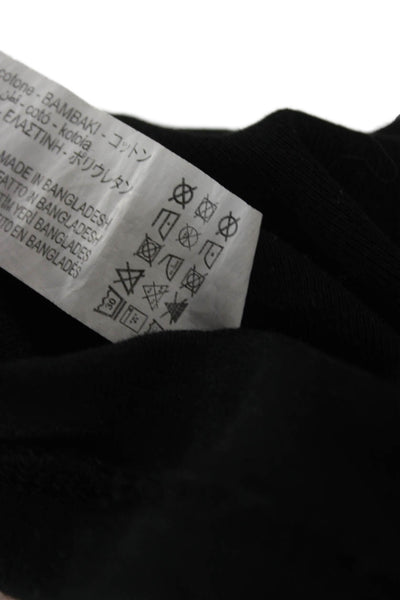 Zara Women Cropped Black Square Neck Long Sleeve T-Shirt Size M