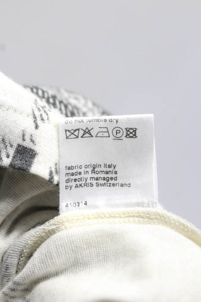 Akris Gray White Cashmere Silk Blend Plaid Check Scoop Neck Blouse Top Size 8