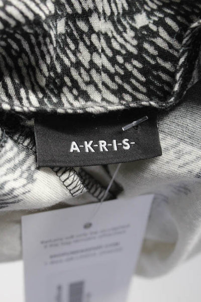 Akris Gray White Cashmere Silk Blend Plaid Check Scoop Neck Blouse Top Size 8
