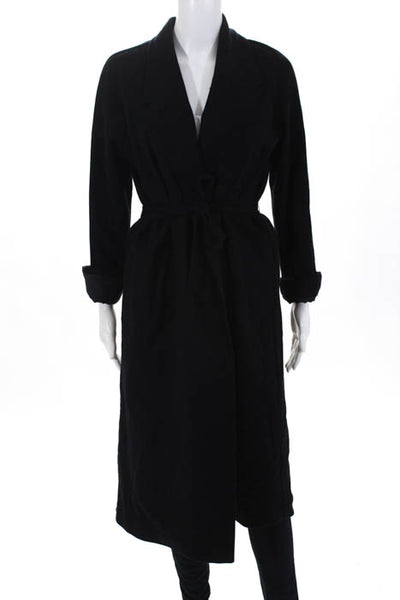 Uniqlo and Lemaire  Black Wool Tie Closure Belted Coat Size Small