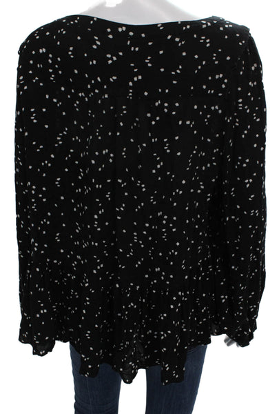 Maeve Anthropologie Womens Tunic Black Polka Dot Viscose Long Sleeve Size XL