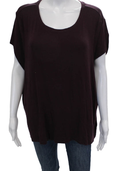 Athleta Womens Basic Scoop Neck Short Sleeve T-Shirt Purple Size 1X