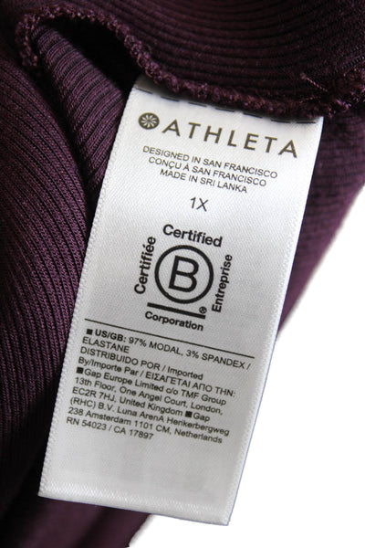 Athleta Womens Basic Scoop Neck Short Sleeve T-Shirt Purple Size 1X