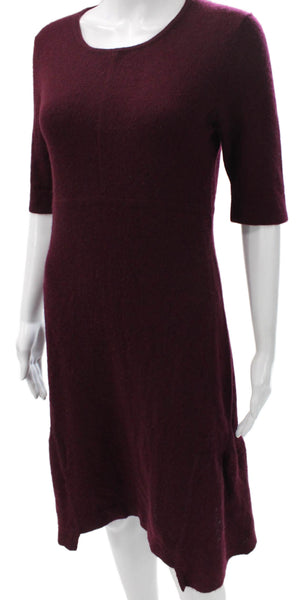 Cullen Women Sweater Dress Purple Round Neck Half Sleeve Mid-Calf Size S