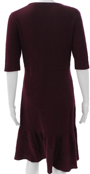 Cullen Women Sweater Dress Purple Round Neck Half Sleeve Mid-Calf Size S