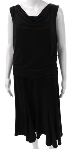 Joseph Ribkoff Women Black Cowl Neck Tank Midi Dress Size 16