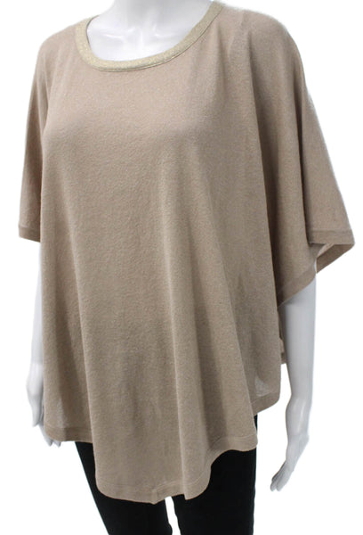 Joseph Ribkoff Women Beige Rayon Short Sleeve Round Neck Basic T-Shirt Size S