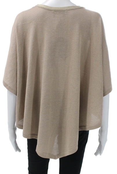 Joseph Ribkoff Women Beige Rayon Short Sleeve Round Neck Basic T-Shirt Size S