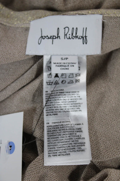 Joseph Ribkoff Women Beige Rayon Short Sleeve Round Neck Basic T-Shirt Size S