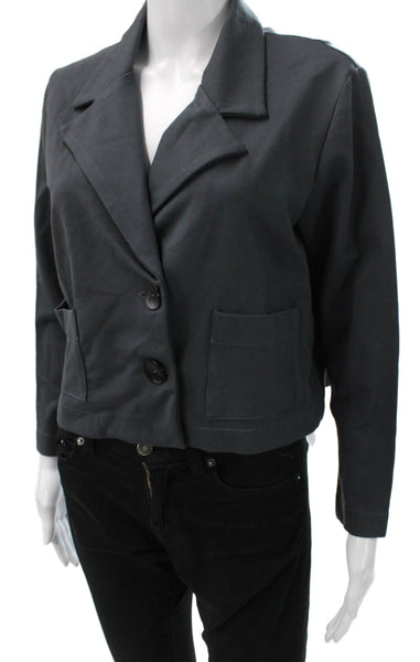 Planet by Lauren G Womens Gray Basic Jacket Button Long Sleeve Size 1