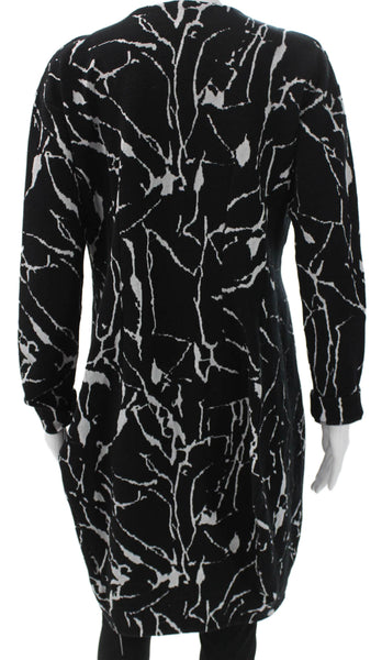 Bitte Kai Rand Women Full Zip Sweater Black Geometric Cotton Round Neck Size L