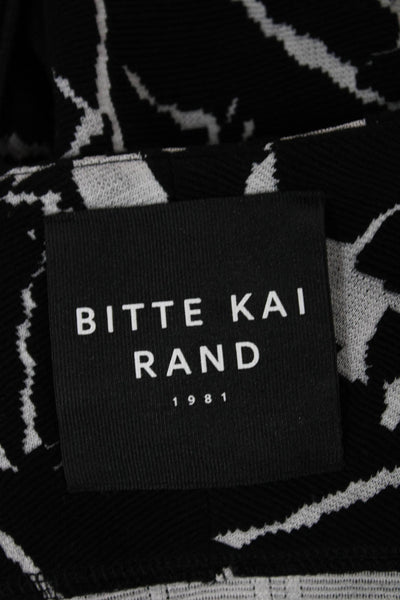 Bitte Kai Rand Women Full Zip Sweater Black Geometric Cotton Round Neck Size L