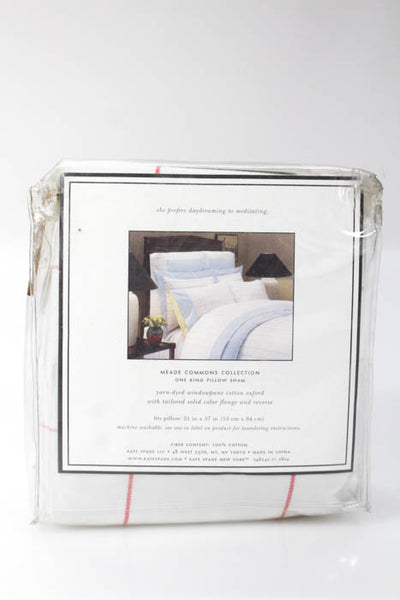 Kate Spade White Red Plaid King Size Pillow Sham New In Package $100